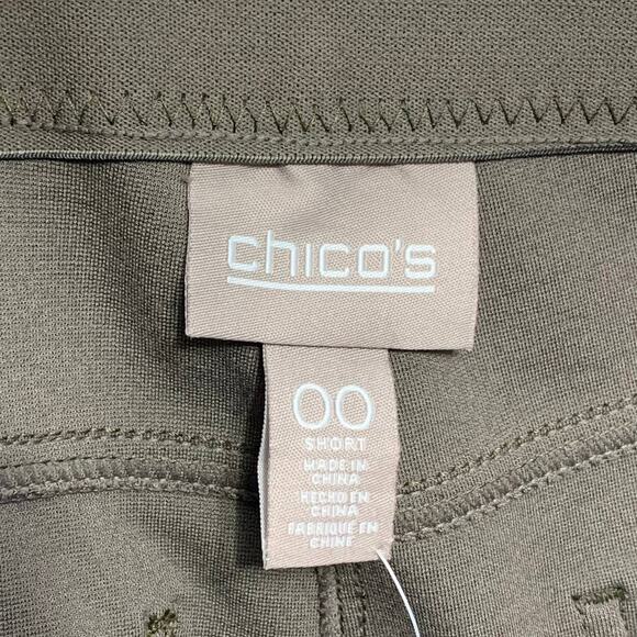 Chico's Ponte Faux Pocket Slim Leg Stretch Pants NWT 00 Short (XS) Brown Green - Picture 4 of 8